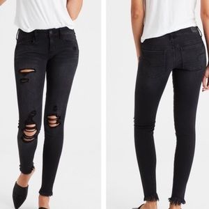 American eagle black washed low waist denim jeans